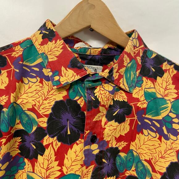 Weekends Only Hawaiian Shirt Cotton Vintage Button Up Size L - Picture 3 of 10